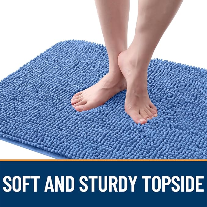 OLANLY Dog Door Mat for Muddy Paws 54x24, Absorbs Moisture and Dirt, Absorbent Non-Slip Washable Doormat, Quick Dry Chenille Mud Mat, Entry Indoor Entryway Carpet for Inside Floor, Cornflower Blue