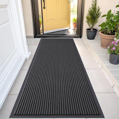 OLANLY Front Door Mat Indoor Outdoor Entrance, Waterproof Heavy Duty Doormat, Fade Resistant, Low Profile, Easy Clean Patio Porch Welcome Floor Mats for Entry, 47x23, Charcoal Grey