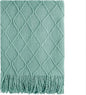 BOURINA Throw Blanket Textured Solid Soft Sofa Throw Couch Cover Knitted Decorative Blanket, 60 inchx80 inch Dark Cyan