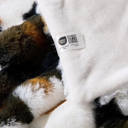 Cozy Bliss Cow Print Faux Fur Throw Blanket for Couch, Fuzzy Soft Plush Thick Bubble Blanket for Sofa Bedroom Living Room, 60x80 Inches