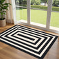 3x5 Modern Entry Rug - Small Washable Indoor Outdoor Mats for Front Door Non-Slip Porch Rug Black White Geometric Striped Throw Rugs for Living Room Bedroom Entryway Kitchen Office Porch Decor