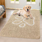 Smiry Dog Door Mat for Muddy Paws, Absorbent Dirt Trapper Non Slip Quick Dry Washable Chenille Mat for Mud Dogs, Entry Rug for Indoor and Outdoor (40x32 Inches, Beige and White)