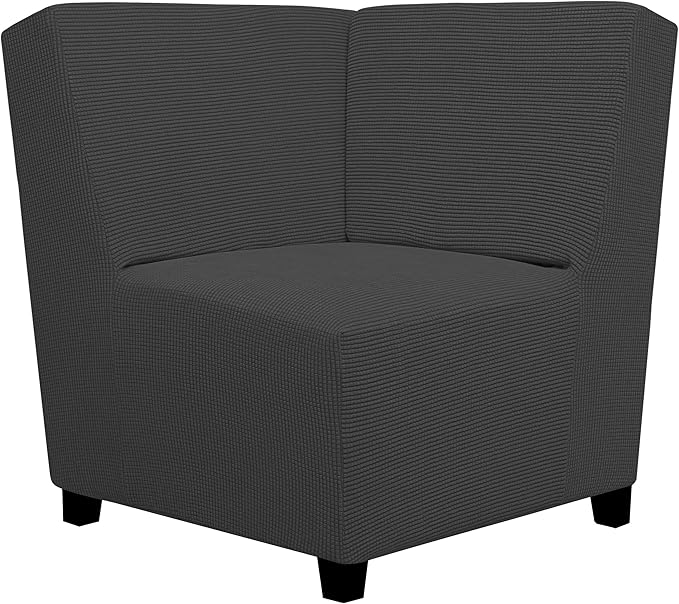 Easy-Going Stretch Sectional Corner Sofa Slipcover 1-Piece Couch Sofa Cover Furniture Protector Soft with Elastic Bottom for Kids, Pet, Spandex Jacquard Fabric Dark Gray