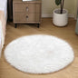 Goolela White Round Rug 3ft Fluffy Faux Sheepskin Fur Rug Small Circle Fuzzy Furry Rug for Bedroom Dorm Bedside Plush Washable Carpet
