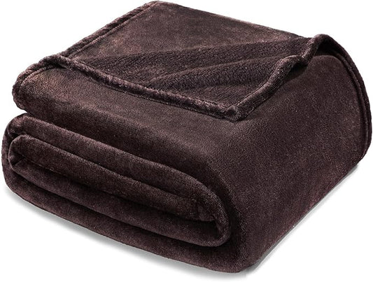 Exclusivo Mezcla Fleece Blanket Twin Size for Bed, Super Soft and Warm, All Season, Cozy, Plush, Lightweight, 60x80 Inches Coffee