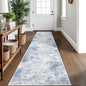 IOHOUZE Abstract Runner Rug 2x10 Ft Washable Runners for Hallways, Non Slip Kitchen Runner Printed Faux Wool Entryway Runner Indoor, Modern Abstract Floor Carpet for Hall Kitchen, Light Blue Grey