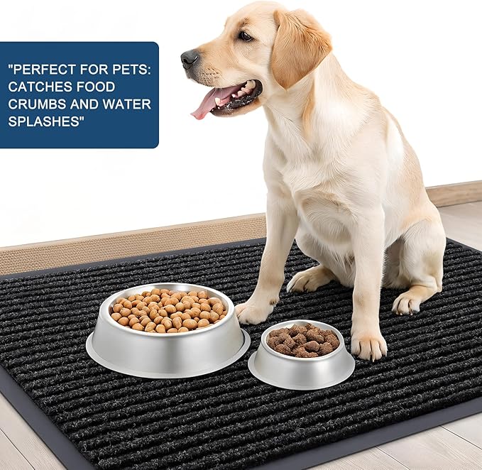 OLANLY Front Door Mat Indoor Outdoor Entrance, Waterproof Heavy Duty Doormat, Fade Resistant, Low Profile, Easy Clean Patio Porch Welcome Floor Mats for Entry, 47x34, Off-Black