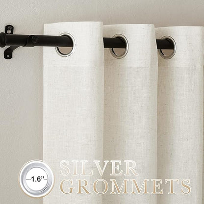 NICETOWN Natural Linen Curtains & Drapes 72 inches Length, Grommet Privacy with Light Filtering Drapes Flax Linen Blend Window Treatments for Farmhouse/Living Room, W42 x L72, 2 Panels