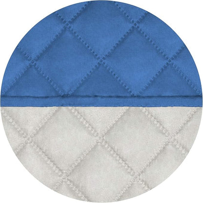 PureFit Reversible Quilted Sofa Cover, Water Resistant Slipcover Furniture Protector, Washable Couch Cover with Non Slip and Elastic Straps for Kids, Dogs, Pets (Small Recliner, Blue/Ivory)
