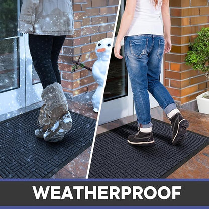 Mibao Front Door Mat, Heavy Duty Durable Welcome Mat for Outdoor Indoor, Dirt Trapper Waterproof Super Absorbent Door Mat for Entryway Outside Patio Porch, 29.5" x 17", Navy