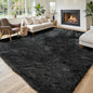 Area Rugs 10x14 Living Room, Shaggy Carpet Soft Plush Furry Bedside Rug Large Area Rugs for Bedroom Kids Girls Boys Home Decor Anti Slip(10 x 14, Black)
