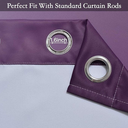 SimpleHome Ombre Room Darkening Curtains for Living Room, Light Blocking Gradient Purple to Gray White Thick Thermal Insulated Grommet Window Curtains/Drapes for Bedroom, 2 Panels, 52x72 inches Length