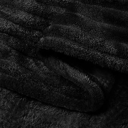 BEDELITE Fleece Blanket Twin Size – 3D Ribbed Jacquard Soft and Warm Decorative Fuzzy Blankets – Cozy, Fluffy, Plush Lightweight Throw Blankets for Couch, Bed, Sofa(Black, 60x80 inches)