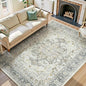 Lofus 8x10 Area Rugs for Living Room, Machine Washable Non-Slip Area Rug, Low Pile Large Rugs for Bedroom, Kitchen, Dining Room, Home Office, Vintage Oriental Print Rug, Taupe Grey