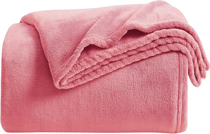 KMUSET Fleece Blanket Salmon Pink Lightweight Super Soft Cozy Fuzzy Bed Blankets Microfiber Factory Shop