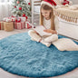 OLANLY Slate Blue Round Rugs for Bedroom - Machine Washable, 4 ft Circle Area Rugs for Living Room, Soft and Fluffy Shaggy Carpet for Teen Girl and Boys, Nursery Rooms, Dorms, Home Decor Aesthetic