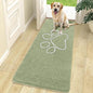 OLANLY Dog Door Mat for Muddy Paws 70x24, Paw Print Design, Absorbs Moisture and Dirt, Non-Slip Washable Doormat, Quick Dry Chenille Mud Mat for Dogs, Entry Indoor Entryway Carpet, Sage Green