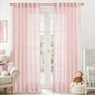 LAMIT 95 Inches Long Pink Linen Curtains for Living Room, Back Tab and Rod Pocket Semi Sheer Curtains Light Filtering Farmhouse Drapes for Bedroom/Dining Room, Set of 2, 52 x 95 Inch