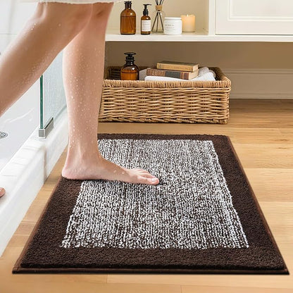 Bathroom Rugs 24x17 Non Slip Washable, Brown Bath Mat for Bathroom Floor Tub, Soft Absorbent Quick Dry Mats for Shower, Bathtub,Home Decor