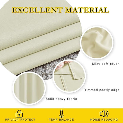 NICETOWN Beige Bedroom Curtains 72 inches Long, Grommet Room Darkening Thermal Insulated Window Treatment Room Darkening for Bedroom/Home Office, 2 Panels, W37 x L72