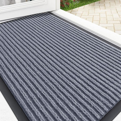 OLANLY Front Door Mat Indoor Outdoor Entrance, Waterproof Heavy Duty Doormat, Fade Resistant, Low Profile, Easy Clean Patio Porch Welcome Floor Mats for Entry, 35x23, Ash Grey