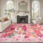 Pink Area Rugs 9x12 Living Room Washable Rug Non Slip Floral Low Pile Large Rug for Living Room, Bedroom, Farmhouse, Dining Room, Kids Playroom(9 x 12, Pink Garden)