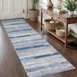 KOZYFLY Modern Abstract Hallway Runner Rug, 2x8 Washable Rug Runner Non-Slip Soft Striped Kitchen Runner Rugs, Print Blue/Grey/Beige Carpet Runner for Entryway Bathroom Laundry Room Foyer