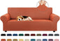KEKUOU Stretch Sofa Cover Slipcover ，Couch Covers for 3 Cushion Couch Sofa (78"-94") Furniture Protector 3 Seater Sofa with Elastic Bottom for Kids,Dog(Large,Pureed Pumpkin)