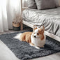 OLANLY 3x3 Machine Washable Small Bedside Rug, Soft Fluffy Shaggy Entryway Throw Rugs for Bedroom, Living Room, Indoor Floor Carpet for Kids Girls and Boys, Nursery Rooms, Home Decor Aesthetic, Grey