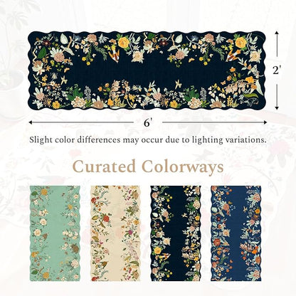 Rugflix 2x6 Runner Rug for Hallway, Washable Kitchen Runner Non Slip, Soft Low Pile Entryway Carpet, Vintage Floral Stain Resistant Long Laundry Room Rugs for Bedroom, Stairs