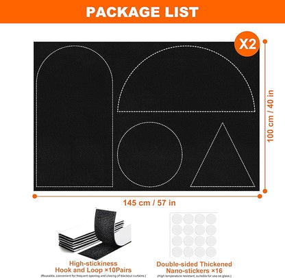 100% Blackout Curtains for Bedroom 2 Pack 40"x57" Portable Window Blinds Cover Adhesive Thermal Blackout Blinds No Drill Guard Blind Window Shades Temporary Room Darkening Shades for Skylight RV Dorm