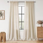 Linen Curtains for Living Room 90 Inches Long Modern Farmhouse Decor Light Filtering Semi Sheer Curtain Back Tab Neutral Luxury Rustic Burlap Coastal Drapes for Bedroom Office 52x90, 2 Panels