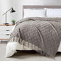 BOURINA Dark Grey Throw Blanket 50 x70 Inches Jacquard Argyle Throw Textured Solid Soft Throws and Blankets for Sofa or Bed Knitted Decorative Blanket