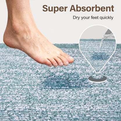60x24 Long Bathroom Rugs Washable Non Slip, Dusty Blue Bath Mat for Bathroom Floor Tub, Soft Absorbent Quick Dry Mats for Shower, Bathtub,Home Decor