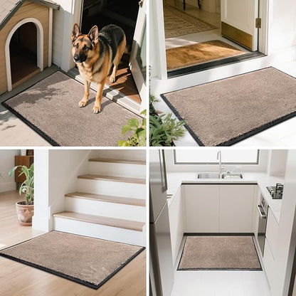 Mibao Dirt Trapper Door Mat for Indoor Outdoor, Waterproof All-Season, All-Weather Doormat, Heavy Duty Non-Slip Entrance Rug, Low Profile Absorbent Entrance Mat Carpet, 72" x 48", Beige