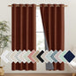 NICETOWN 100% Absolutely Blackout Linen Curtains with Thermal Insulated Liner, 52" Wide, 2 Panels, 72" Long Drapes, Grommet Retro Burnt Orange Linen Curtains Vertical Drapes Privacy for Bedroom