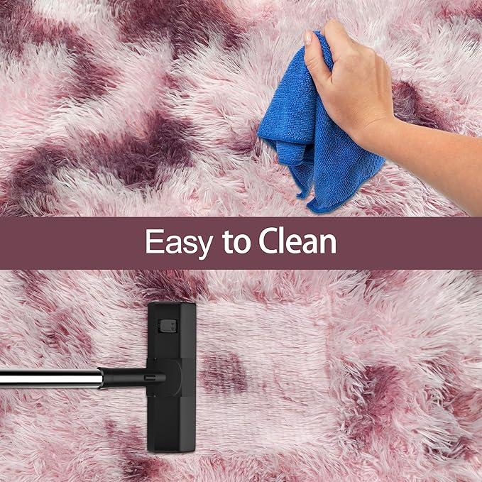Tie-Dyed Blush 2x8 Machine Washable Runner Rugs for Hallway Soft Fluffy Shaggy Bedside Rugs for Bedroom Living Room Indoor Floor Carpet for Kids Girls and Boys Nursery Rooms Home Decor Aesthetic