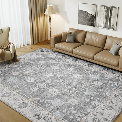 AMOAMI-8x10 Area Rugs-Boho Rugs for Living Room Machine Washable-3D Rugs for Bedroom-Non Slip Floor Rug-Moroccan Indoor Carpet for Bedroom Dining Room