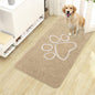 OLANLY Dog Door Mat for Muddy Paws 40x24, Paw Print Design, Absorbs Moisture and Dirt, Absorbent Non-Slip Washable Doormat, Quick Dry Chenille Mud Mat for Dogs, Entry Indoor Entryway Carpet, Beige