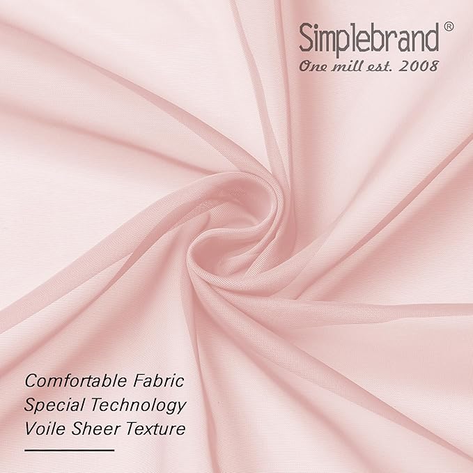 Simplebrand Blush Sheer Curtains 96 Inches Long, Light Filtering Light Purple Rod Pocket Solid Color Window Sheer Curtain Panels, Elegant Curtains & Drapes for Living Room, Bedroom 2 Panels, 42" W