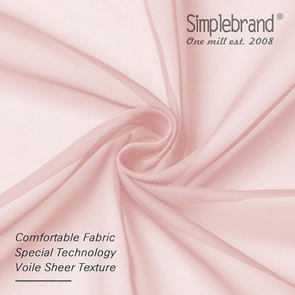 Simplebrand Blush Sheer Curtains 96 Inches Long, Light Filtering Light Purple Rod Pocket Solid Color Window Sheer Curtain Panels, Elegant Curtains & Drapes for Living Room, Bedroom 2 Panels, 42" W