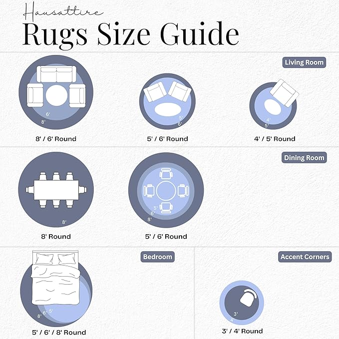 Hausattire Jute Braided Hand Woven Rug, 8 Feet Round – Natural, Boho Large Area Rugs for Bedroom, Living Room | Farmhouse Décor Kitchen Floor Rug – 8’ Round