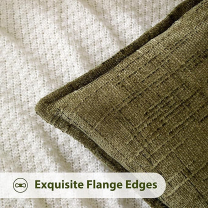 HPUK Fall Chenille Soft Throw Pillow Covers 18x18 Set of 2, Accent Cushion Covers for Living Room, Bedroom, Decorative Solid Color Pillow Covers for Couch, Sofa, Chair, Dusty Green