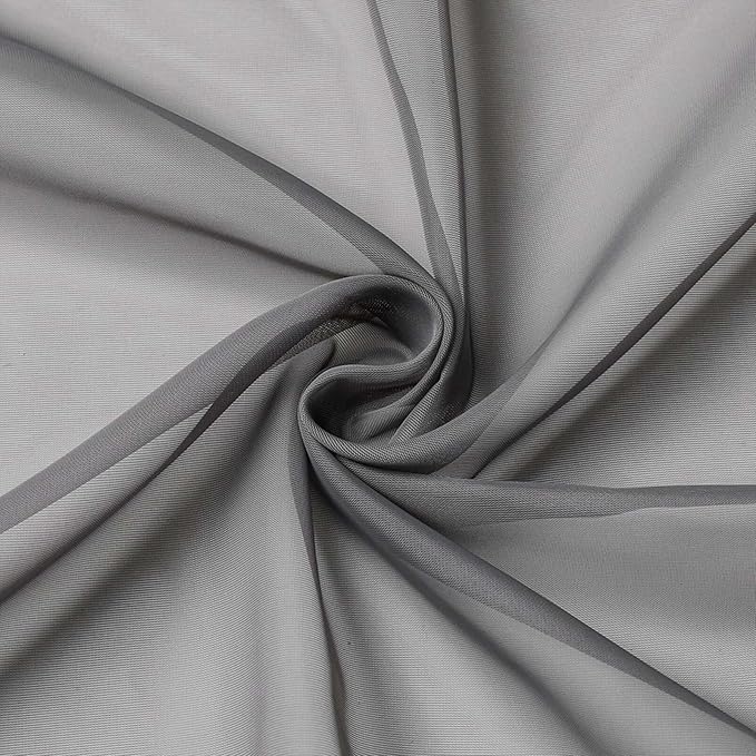Grey Kitchen Curtains 30 Inch Length Tier 2 PCS, Solid Soft Half Curtains for Windows, Grey Sheer Rod Pocket Drapes for Bathroom Basement Small Window Curtain, 42" Wx30 L Inches