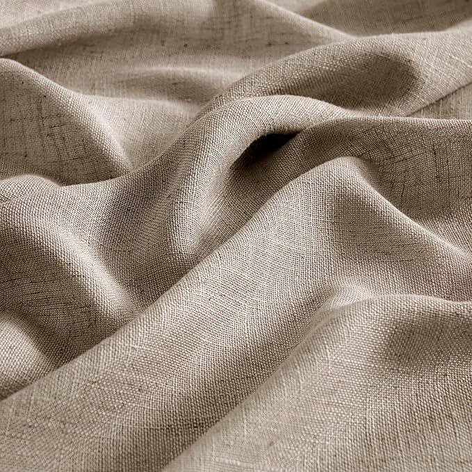 MIULEE Taupe Grey Linen Curtains 54 Inch Length 2 Panels for Bedroom Living Room, Soft Linen Textured Window Drapes Semi Sheer Light Filtering Back Tab Rod Pocket Farmhouse Modern Burlap Look Decor