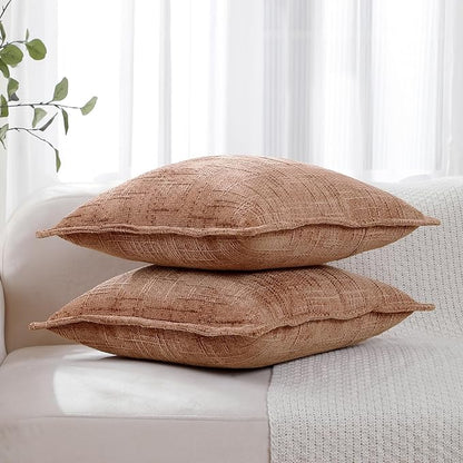 HPUK Fall Chenille Soft Throw Pillow Covers 18x18 Set of 2, Accent Cushion Covers for Living Room, Bedroom, Decorative Solid Color Pillow Covers for Couch, Sofa, Chair, Coral
