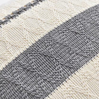 Fancy Homi Set of 1 Neutral Grey Farmhouse Long Lumbar Decorative Throw Pillow Covers 12x24 Inch for Couch Bed Chair, Vintage Country Rustic Retro Room Decor, Soft Thick Cotton Rectangle Cushion Case