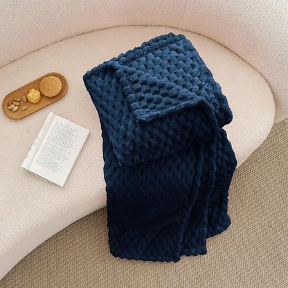 BEDELITE Fleece Blanket Twin Size for Bed Couch, 3D Jacquard Decorative Navy Throw, Soft and Cozy Warm Plush Fuzzy Blanket All Seasons Suitable, 60x80Inches