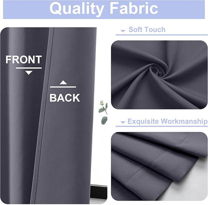 Simplebrand Ava Grey Blackout Curtains for Bedroom 72 Inch Length 2 Panels Set, Privacy Thermal Insulated Rod Pocket Window Curtains for Patio French Door, W40 x L72 Inch