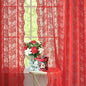 YJ YANJUN Vintage Lace Curtains 72 Inch Length 2 Panels for Bedroom-Victorian Floral Red Christmas Living Room Curtains with Scalloped Edges Farmhouse Embroidery Rod Pocket Privacy Christmas Decor